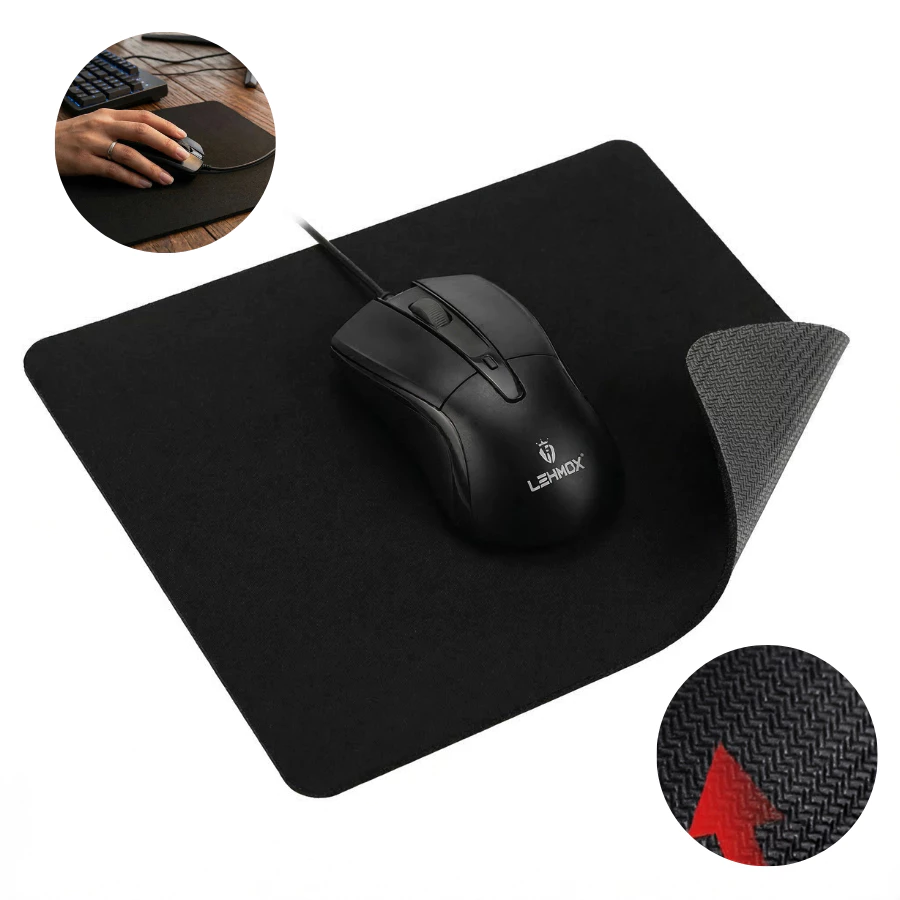 Kit Mouse Com Fio USB LehMox + Mouse Pad